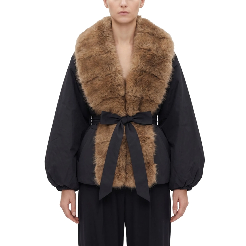 Rotate Veste de transition Jacke mit Kunstfellkragen schwarz(Image 2)