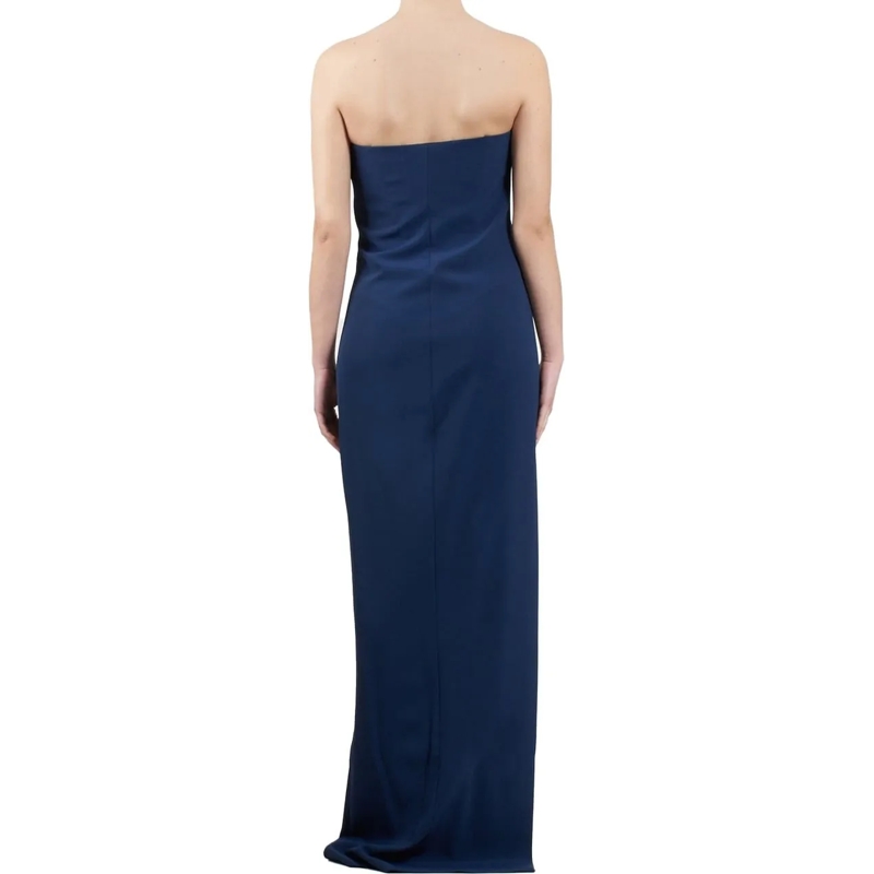 Elisabetta Franchi Robe midi Strapless Blue Evening Dress With Subtle Embellish Blue