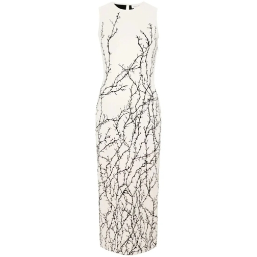 Alexander McQueen Black/White Thorn Branches Midi Dress Neutrals Robes midi