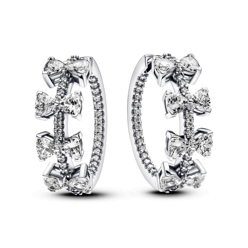 Pandora Creolen Funkelnde Schleifen-Reihe Ohrringe Sterling Silber(Image 2)