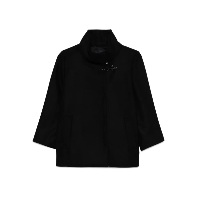 Fay Veste de transition Structured Black Jacket With High Collar Black