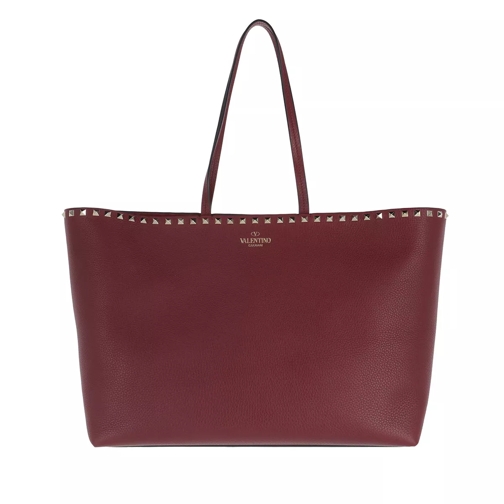 Valentino Garavani Rockstud Shopping Bag Leather Burgundy Boodschappentas