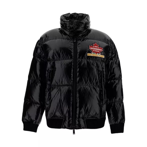 Dsquared2 Black Down Jacket With High Neck And Logo Patch In Black Dunjackor