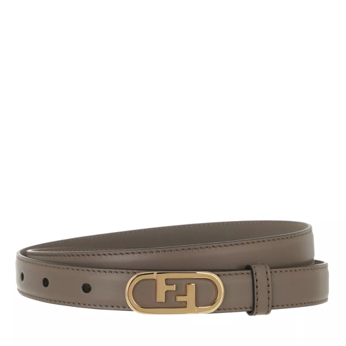 Fendi Narrow O'Lock Stud Buckle Belt Leather Taupe Cintura sottile