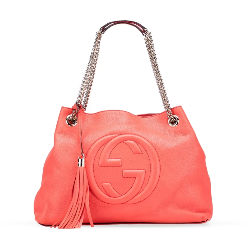 Gucci Shopper Medium Leather Soho Chain Tote rose