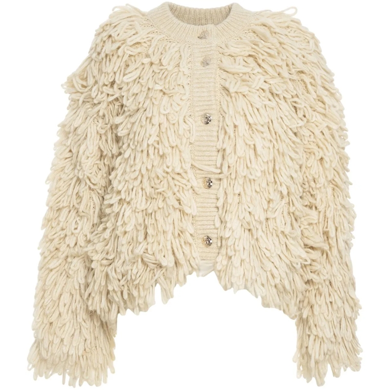 LIU JO  Knitted cardigan with fringe details beige