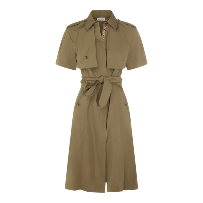 Burberry Midi-jurk Trench-Inspired Midi Dress With Structured Collar Brown