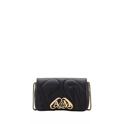 Alexander McQueen Mini Seal Leather Shoulder Bag Black Minitasche