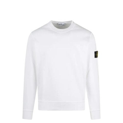 Stone Island Sweatshirts White Logo Crewneck Sweatshirt White