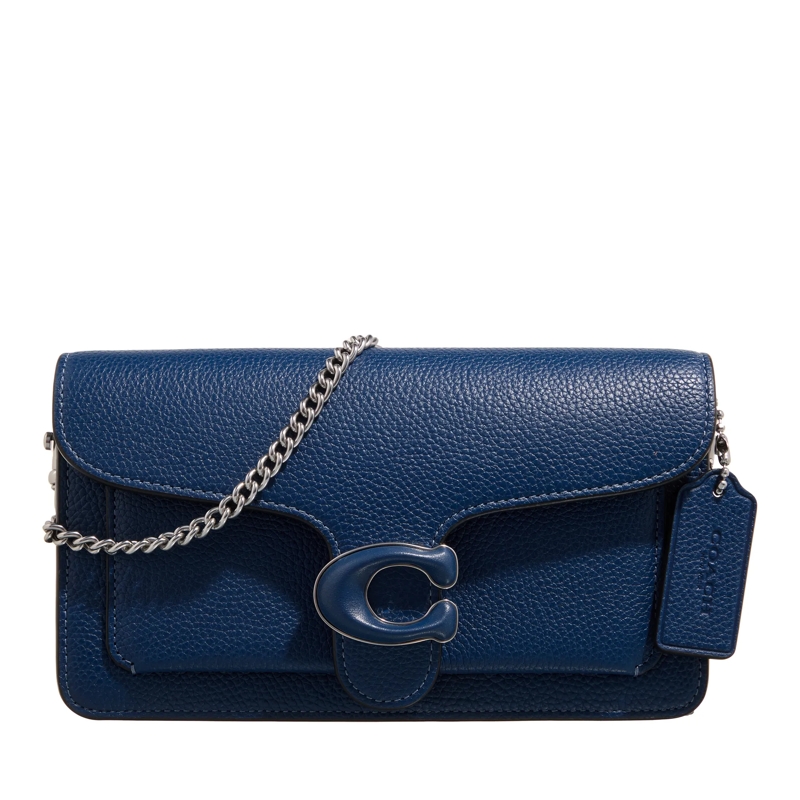 Coach Crossbody Bag Leather Covered Closure Tabby Chain Clutch Deep Blue