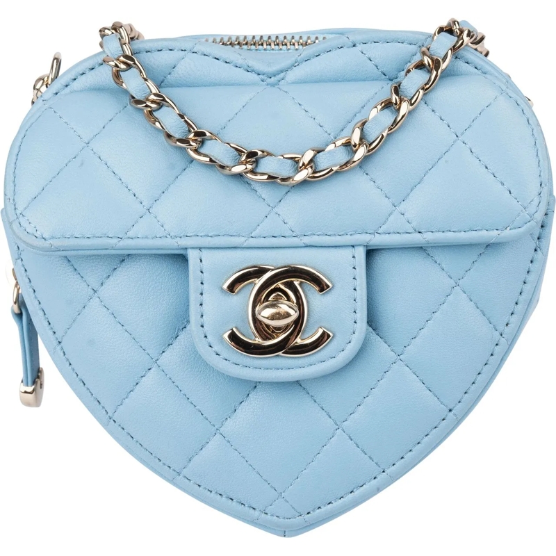 Chanel Sac à bandoulière Chanel Quilted Lambskin Mini Love Heart Crossbody  blau
