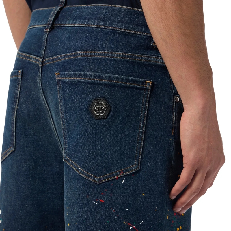 Philipp Plein Shorts Denim Shorts Paint blau(Image 5)