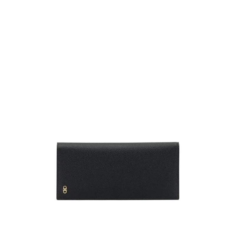 Salvatore Ferragamo Porte-monnaie Textured Leather Wallet With Zippered Compartment  Black