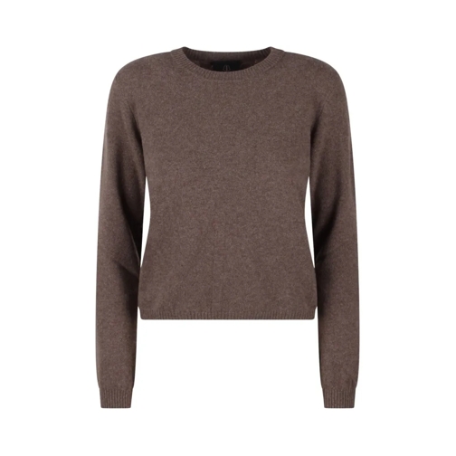 Moncler Pullover Biker Round Neck Sweater Brown