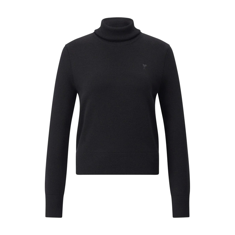 AMI Paris Pull Rollkragenpullover mit Logo Schwarz
