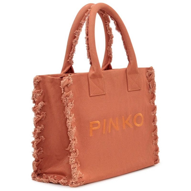 Pinko Shopper Borsa Shopper in Canvas con Logo orange(Image 2)