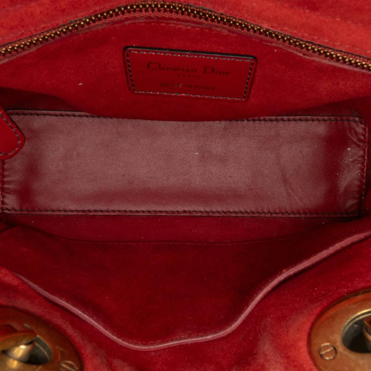 Thumbnail - Christian Dior Hobo Bags - Small Lambskin Cannage Studded Supple Lady Dior - Gr. unisize - in Rot - für Damen