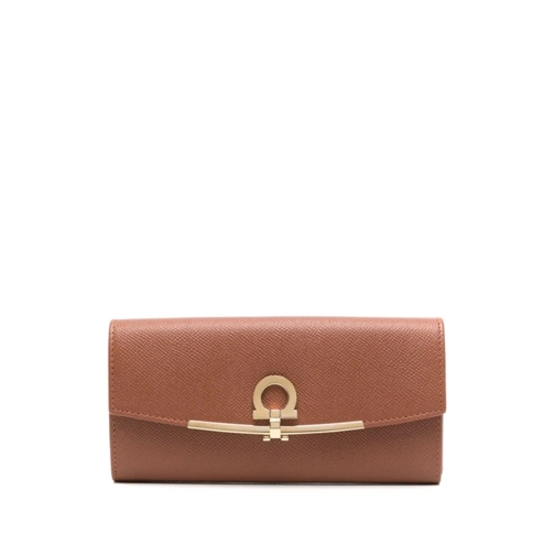 Salvatore Ferragamo Gancini Continental Brown Wallet Brown Geldbörse