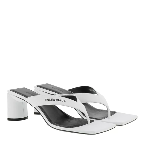 Balenciaga Double Square Sandal Leather White/Black Flip Flop