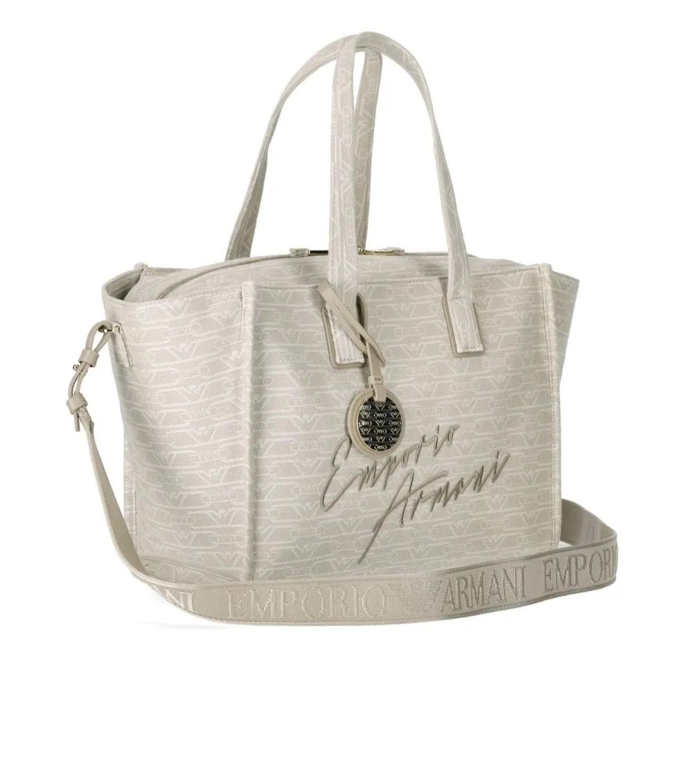 Emporio Armani Shoppers & Totes Monogram Natural Medium Shopping Bag in beige