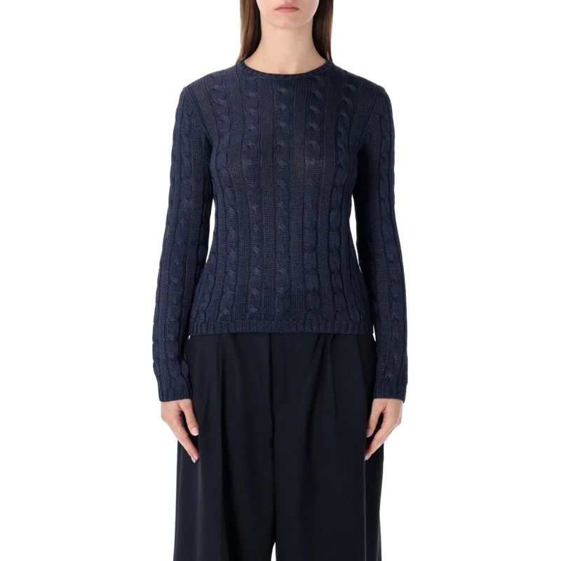 Polo Ralph Lauren Trui Silk Cable-Knit Sweater Blue