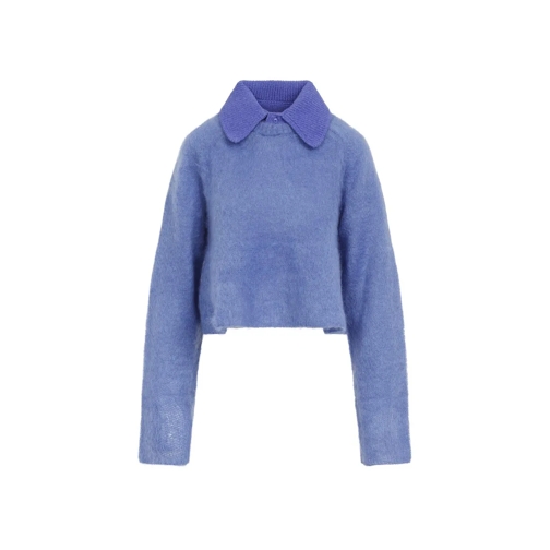 Loewe Trui Blue Mohair Polo Sweater Blue