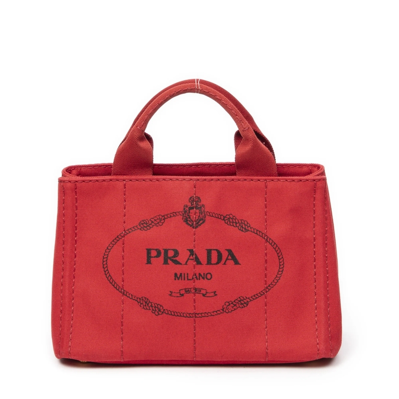 Prada Crossbody Bag Small Canapa Tote rot
