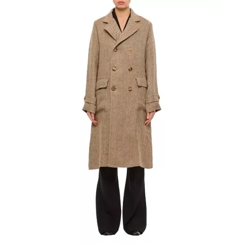 Ralph Lauren Double-Breasted Linen Coat Brown 