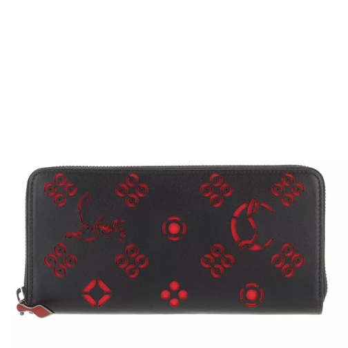 Christian Louboutin Wallet Leather Black/Loubi Red Portemonnaie mit Zip-Around-Reißverschluss