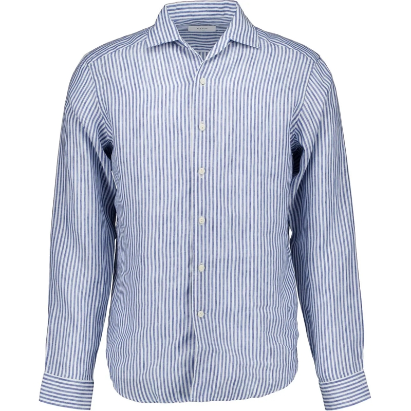 Eton  Eton Striped Linen Shirt Lange Mouw Overhemden Lic blau