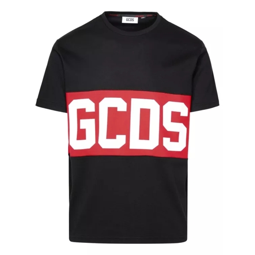 Gcds Logo Band Black Cotton T-Shirt Black 