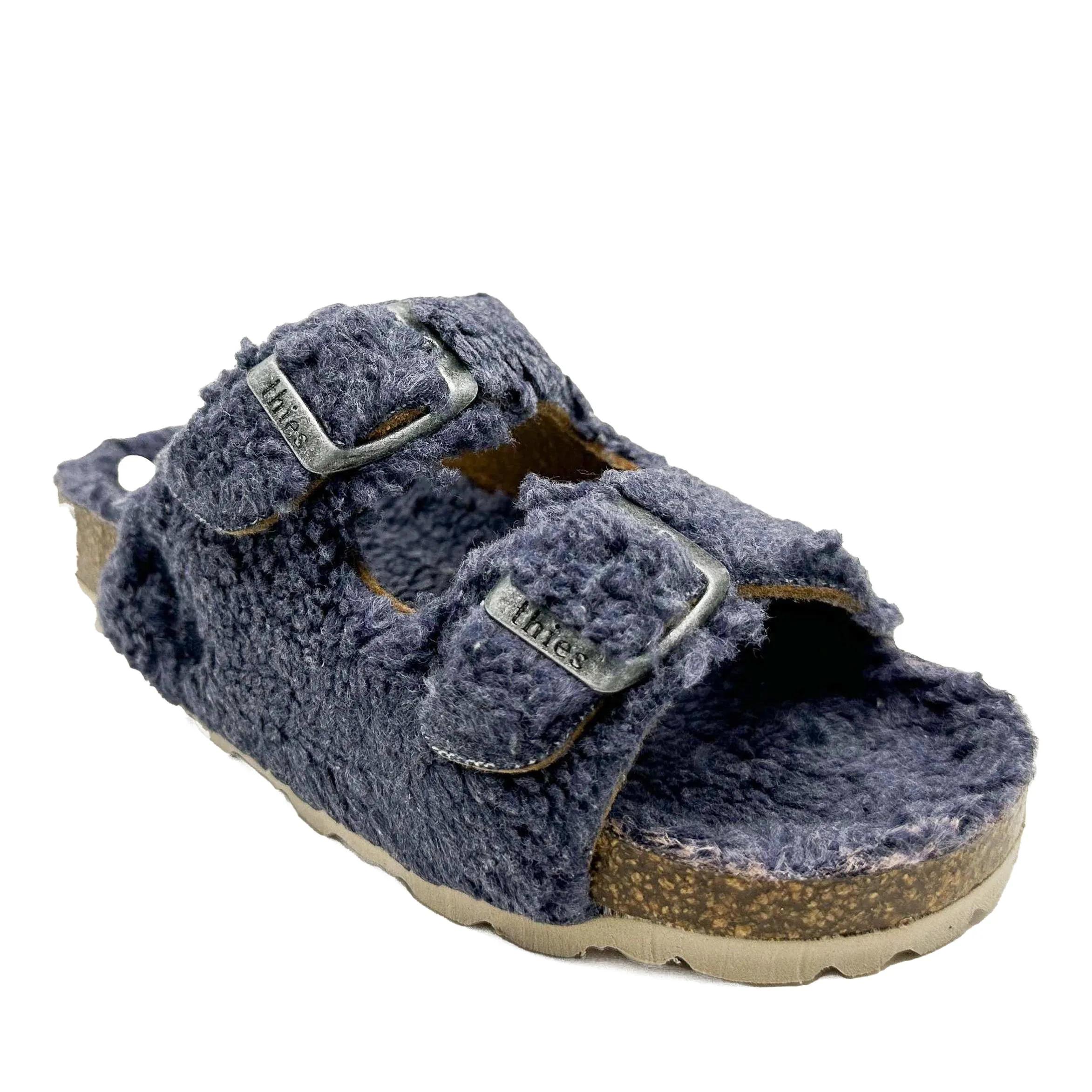 thies Sneakers - thies 1856 ® Kids Organic Teddy Sandal blue grey ( - Gr. 32 - in Blau - für Damen