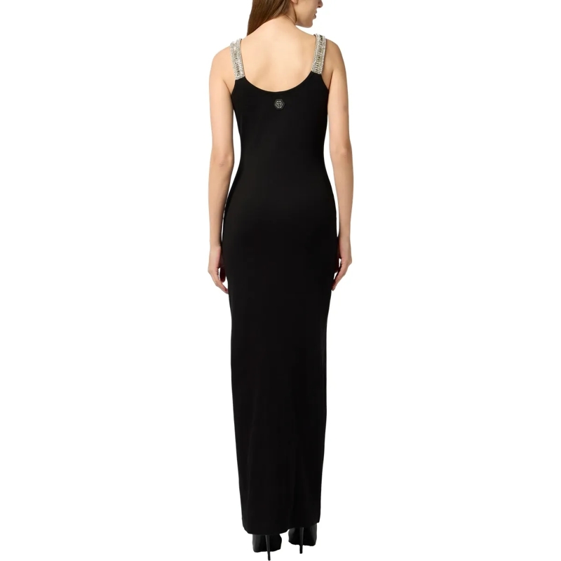 Philipp Plein Maxikleid Long Tank Dress Strass Hexagon schwarz(Image 2)