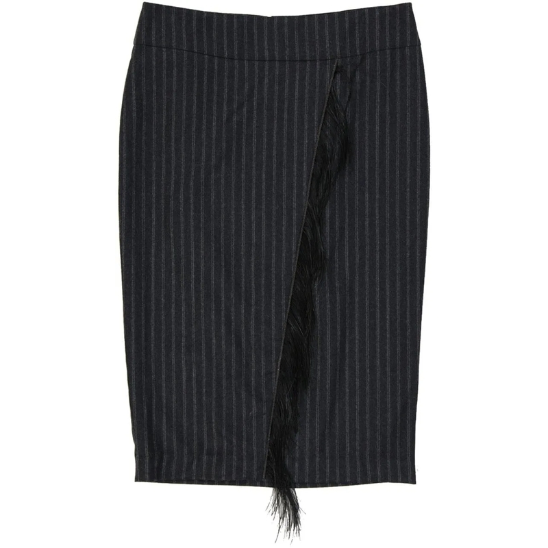 Brunello Cucinelli T-Shirt Brunello Cucinelli Wool Striped Skirt grau