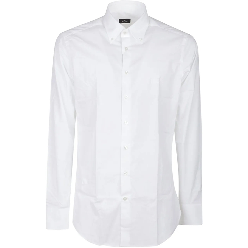 Etro Legeres Oberteil Long Sleeve Fuji Botton Down Logo Shirt White weiß