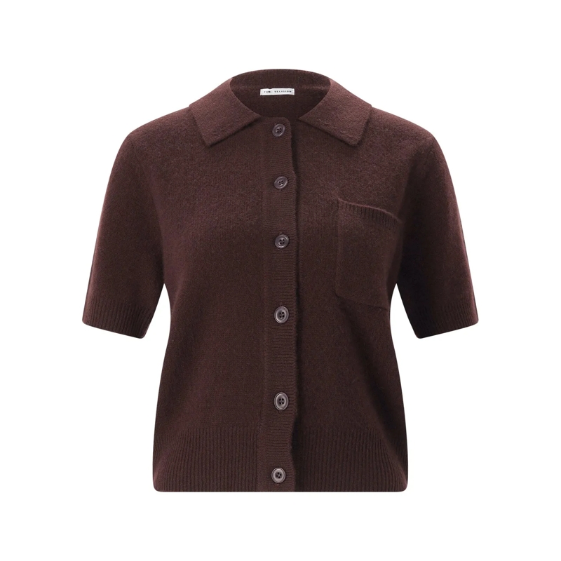 True Religion Poloshirt Strickjacke aus Wolle & Kaschmir braun