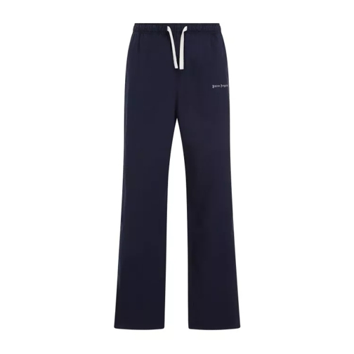 Palm Angels Navy Blue Cotton Classic Logo Travel Pants Blue 