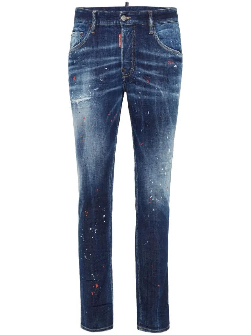 Thumbnail - Dsquared2 - Navy Blue Stretch-Cotton Denim Jeans - Größe 46 - blau