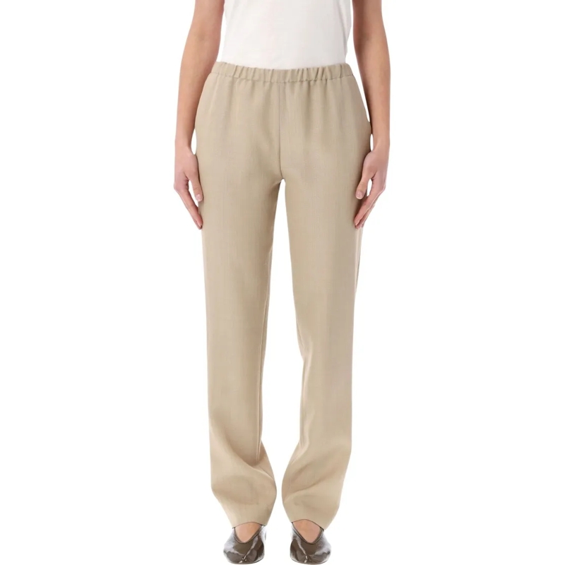 Loulou Studio  Straight-Leg Trousers With Mid-Rise Waistband Neutrals
