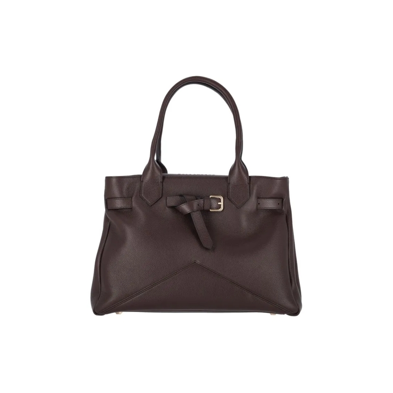 Ballantyne Fourre-tout Structured Dark Brown Calf Leather Tote With Adjus Brown