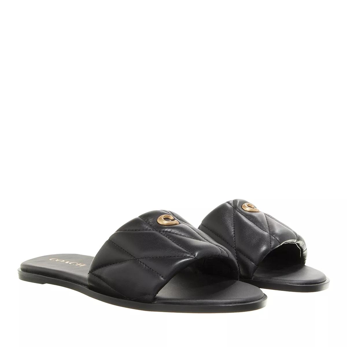 Coach Slipper & Pantoletten - Holly Quilted Leather Sandal - Gr. 37,5 (EU) - in Schwarz - für Damen