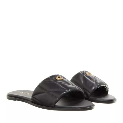 Coach Holly Quilted Slide Leather Black Slipper