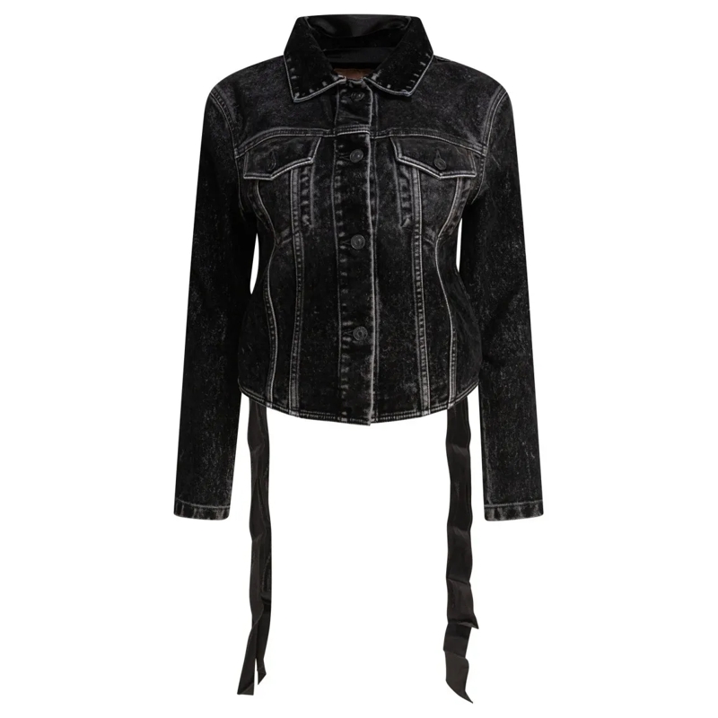 Balenciaga Jeansjacke Denim Jacket With Lace-Up Back Black