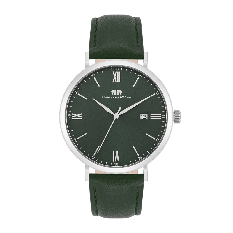 Rhodenwald & Söhne Automatikuhr Herren Armbanduhr Adelsmann Echtleder silber