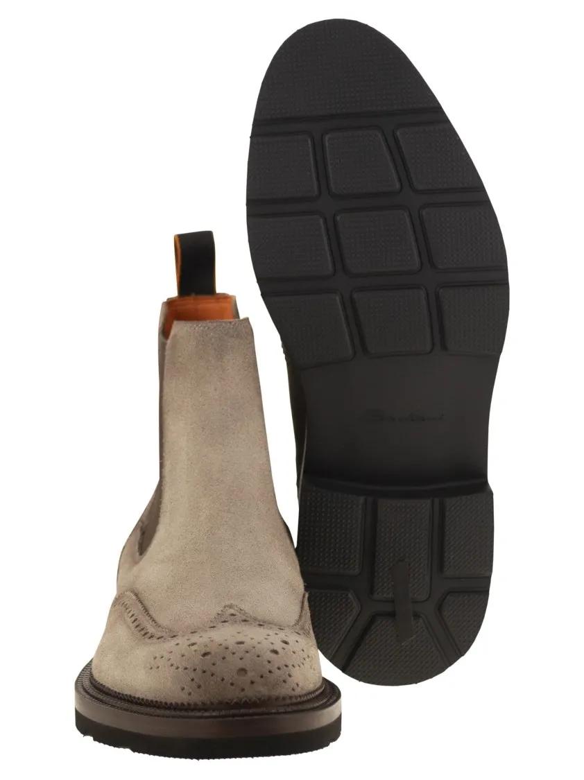 Thumbnail - Santoni Stiefel - Brogue Suede Ankle Boot - Gr. 9 - in Beige - für Damen