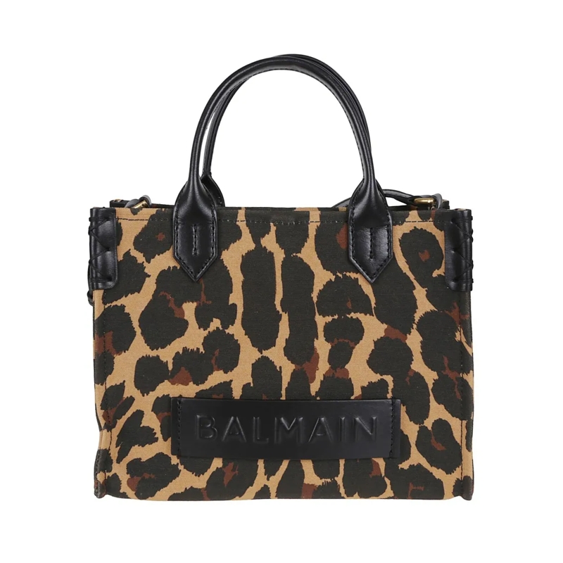 Balmain Fourre-tout B-Army Shopper Small -Leo Canvas&Calf Brown