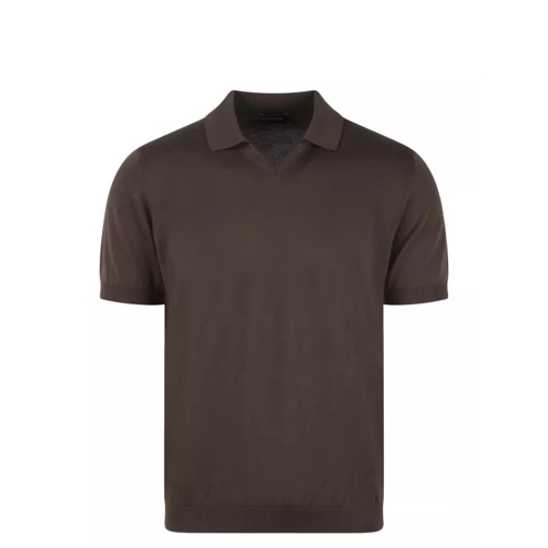 Drumohr Buttonless Cotton Polo Shirt Brown 