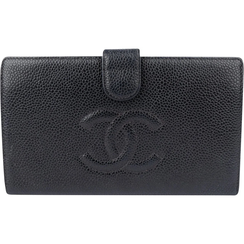 Chanel Geldbörse Chanel Noir Caviar Leather CC Wallet schwarz