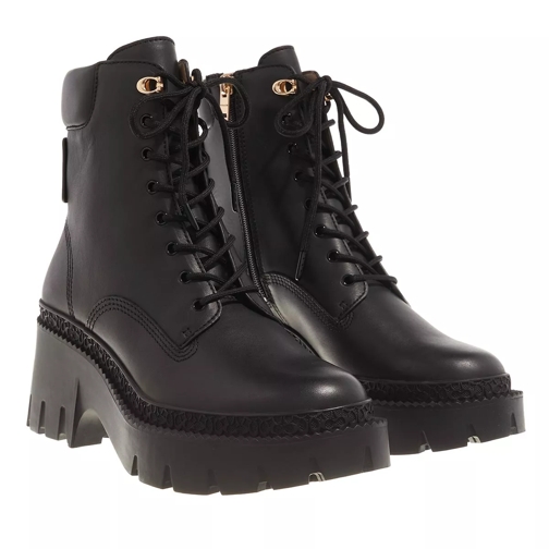 Coach Ainsely Leather Bootie Black Schnürstiefel