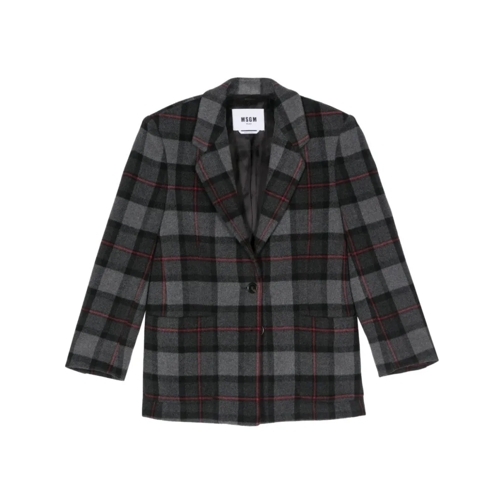 MSGM Blazer Checked Blazer Black